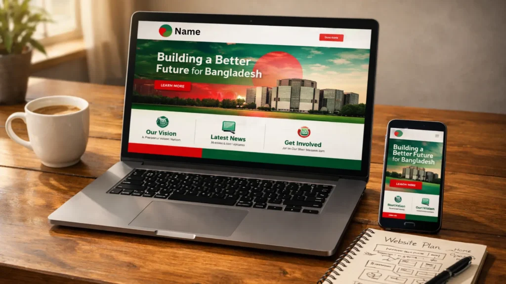 Mobile responsive political website design comparison desktop versus smartphone view