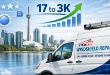 Stealth Windshield Repairs SEO Case Study: From 17 to 3K Monthly Organic Traffic Stealth Windshield Repairs SEO case study showing organic traffic growth from 17 to 3000 monthly visitors with mobile windshield repair service van